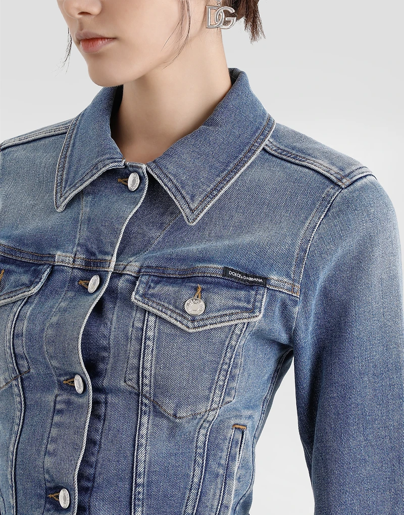 Cropped cotton denim jacket