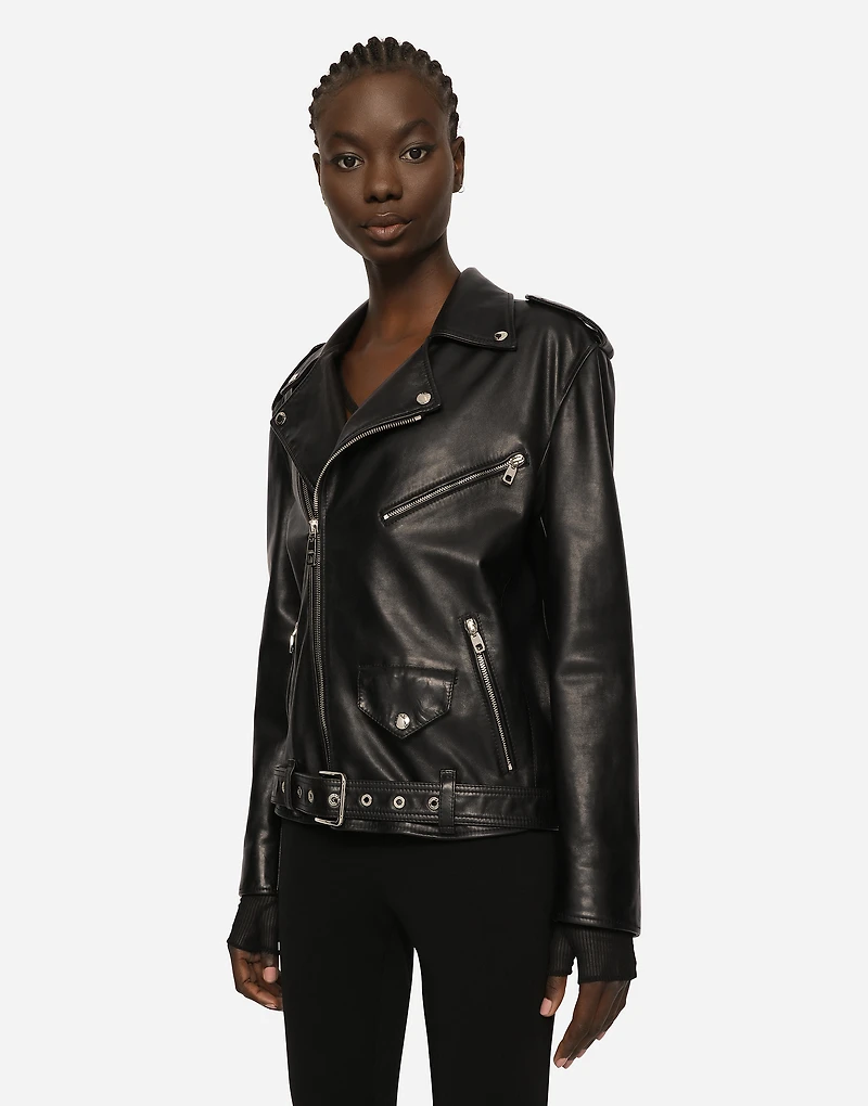 Leather biker jacket