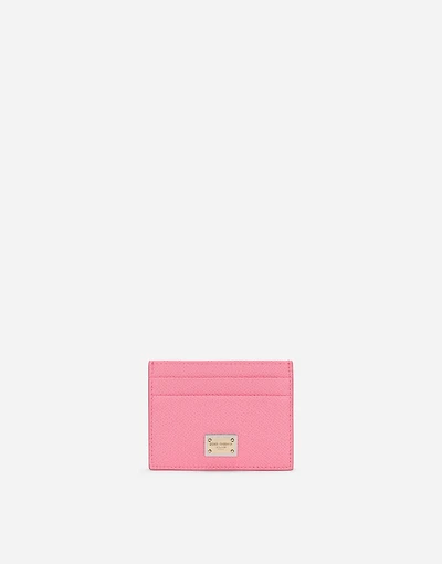 Dauphine calfskin card holder with branded tag