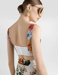 Flower bouquet-print bustier top