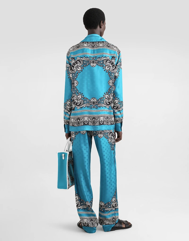 Silk pajama pants with bandanna print
