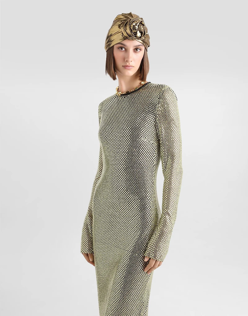 Long crystal mesh dress