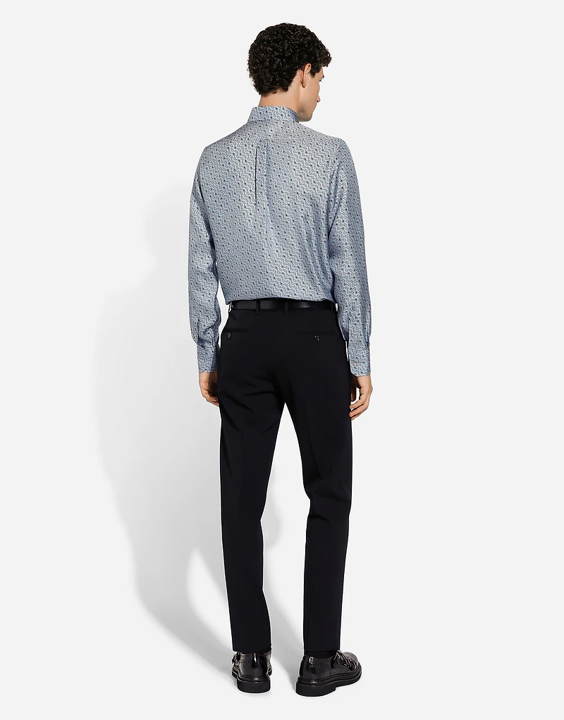 Silk Martini-fit shirt with tie print