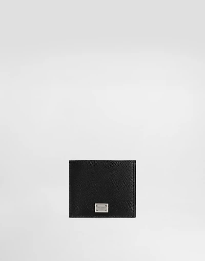 Calfskin bifold wallet with logo tag