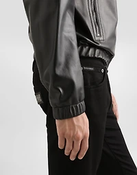 Washed black slim-fit stretch jeans
