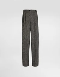 Wool blend trousers with dotted print