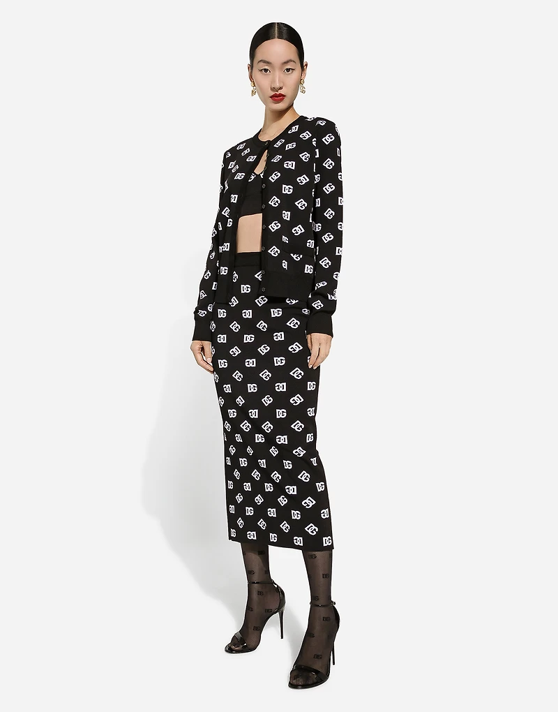 Viscose pencil skirt with jacquard DG logo