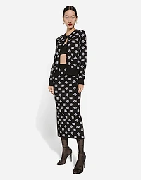 Viscose pencil skirt with jacquard DG logo