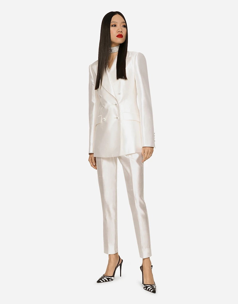 Double-breasted shantung Turlington blazer