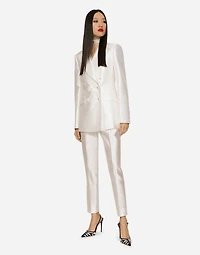 Double-breasted shantung Turlington blazer