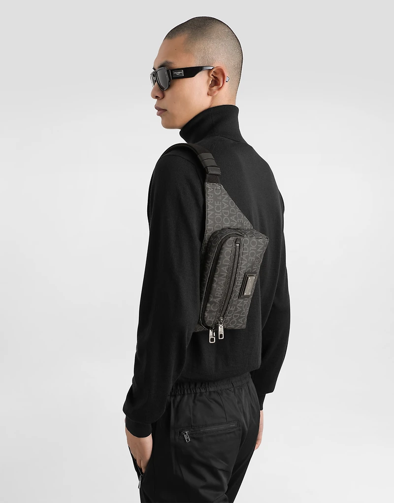 Small coated jacquard belt bag