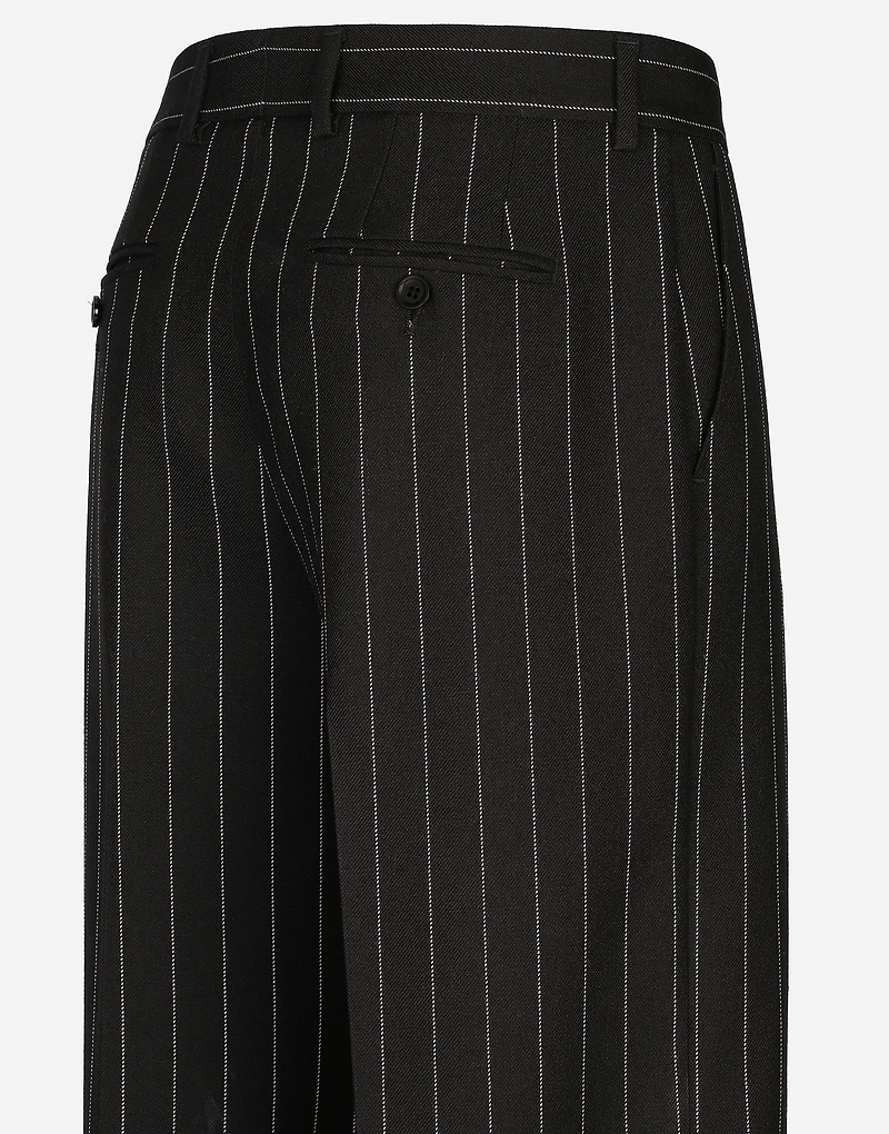 Flared pinstripe woolen pants