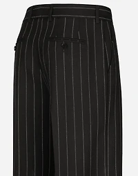 Flared pinstripe woolen pants