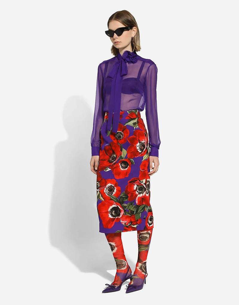 Chiffon shirt with flower detail