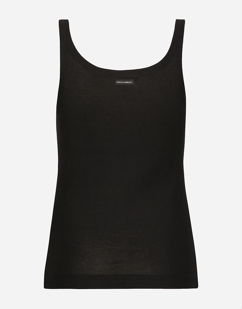 Fine-rib tank top