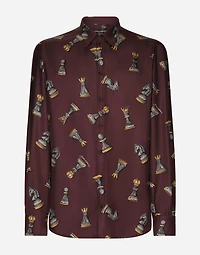 Printed silk Martini-fit shirt
