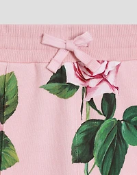 Fleece jogging pants with rose print