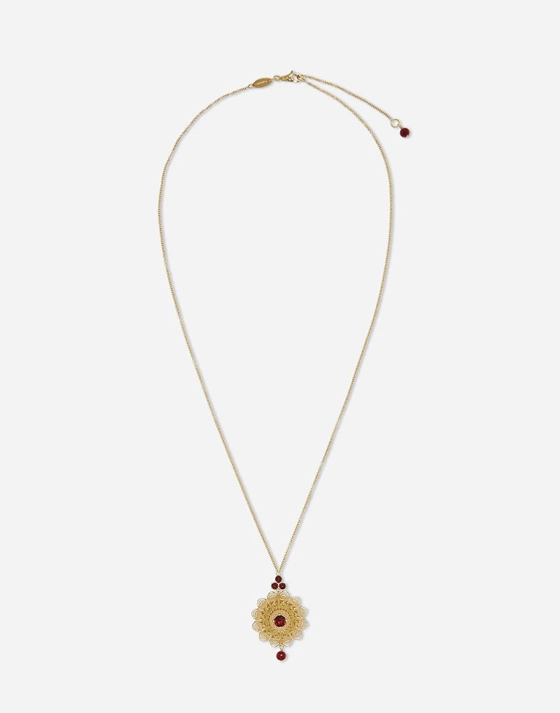 Filigree Pendant 18-carat yellow gold and rhodolite garnets
