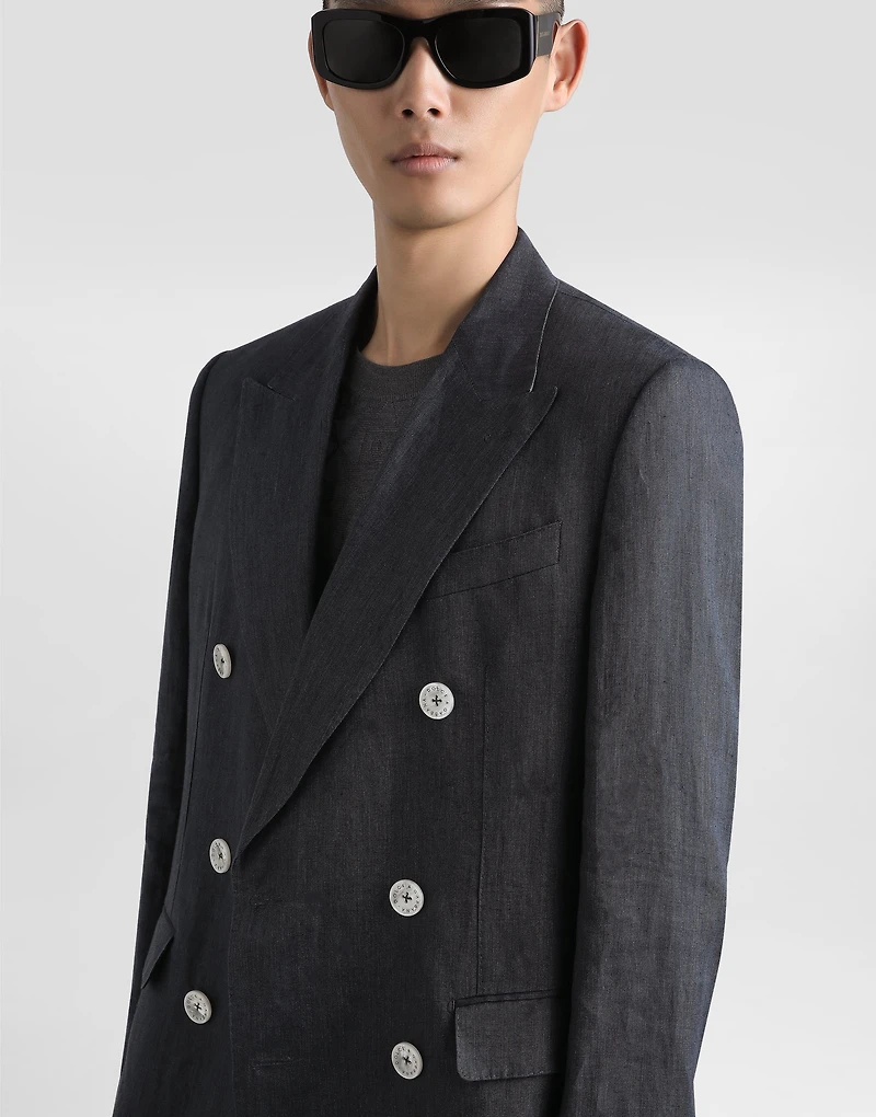 Sicilia light double-breasted jacket linen canvas