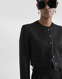 Cropped single-breasted wool jacket