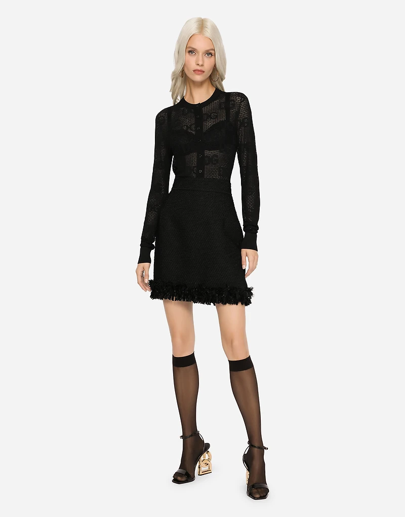 Lace-stitch cardigan with DG logo