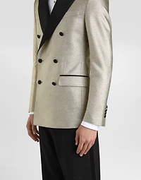 Double-breasted lamé jacquard tuxedo jacket