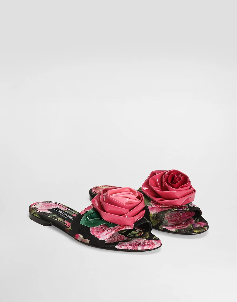 Printed brocade sliders