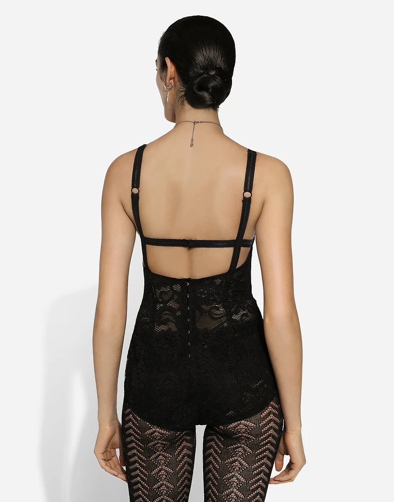 Corset lace and satin bodysuit