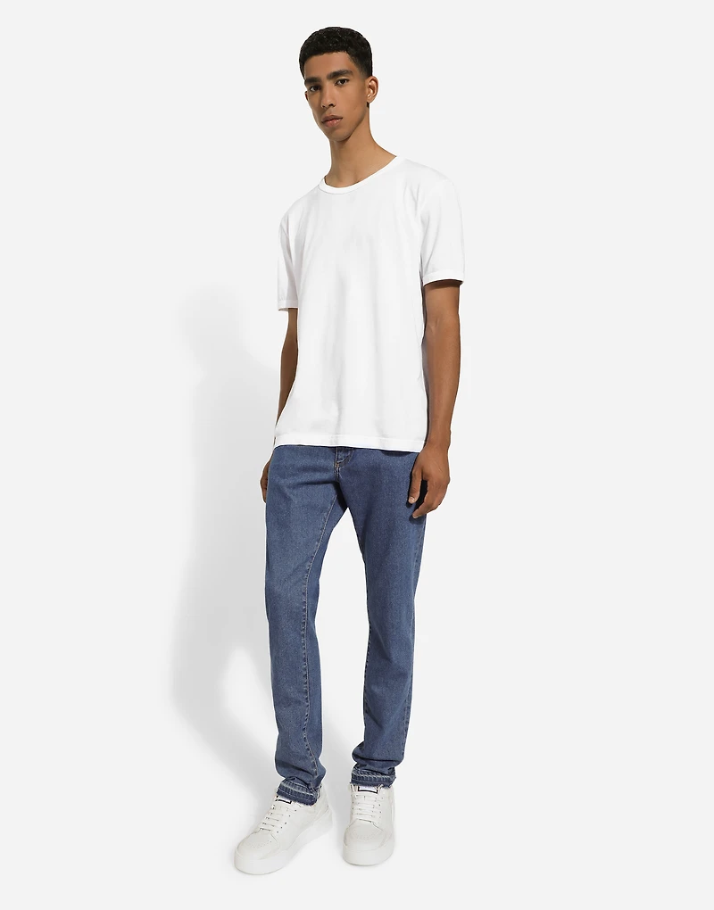Slim-fit stretch blue denim jeans