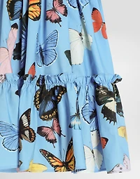 Butterfly-print poplin skirt