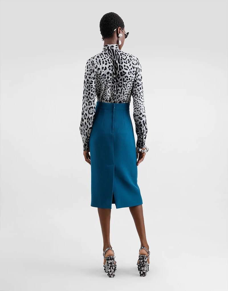 Leopard-print charmeuse shirt with pussy-bow