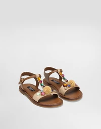 Raffia and nappa sandal