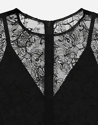 Chantilly lace fil coupé calf-length dress