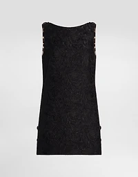 Short floral quilted jacquard sack dress