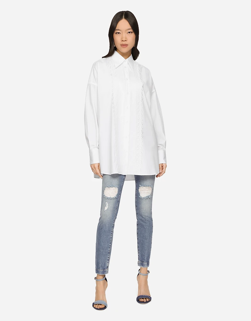 Stretch denim Audrey jeans with rips