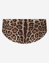 Leopard-print swim briefs