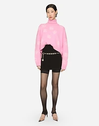 Cropped wool sweater with DG logo inlay