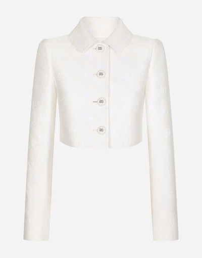 Short jacquard jacket with all-over DG logo