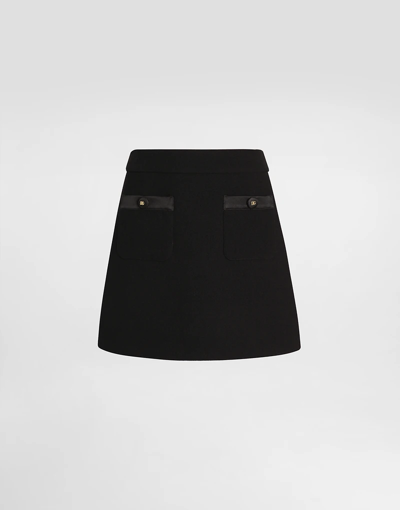 A-line wool crepe miniskirt