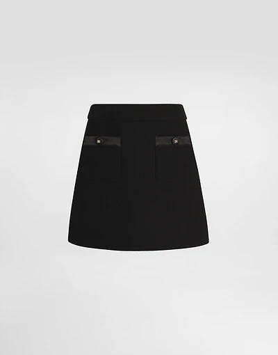 A-line wool crepe miniskirt