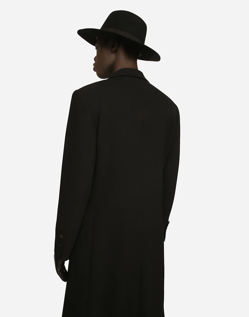 Double-breasted stretch wool crepe coat