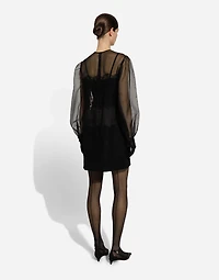 Short organza dress with lace inlay
