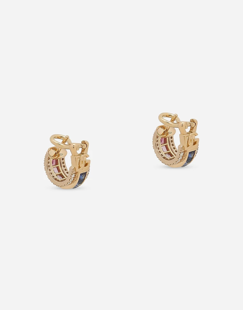  Rainbow Earrings 
 18 carat yellow gold, multicolored sapphires and diamonds
