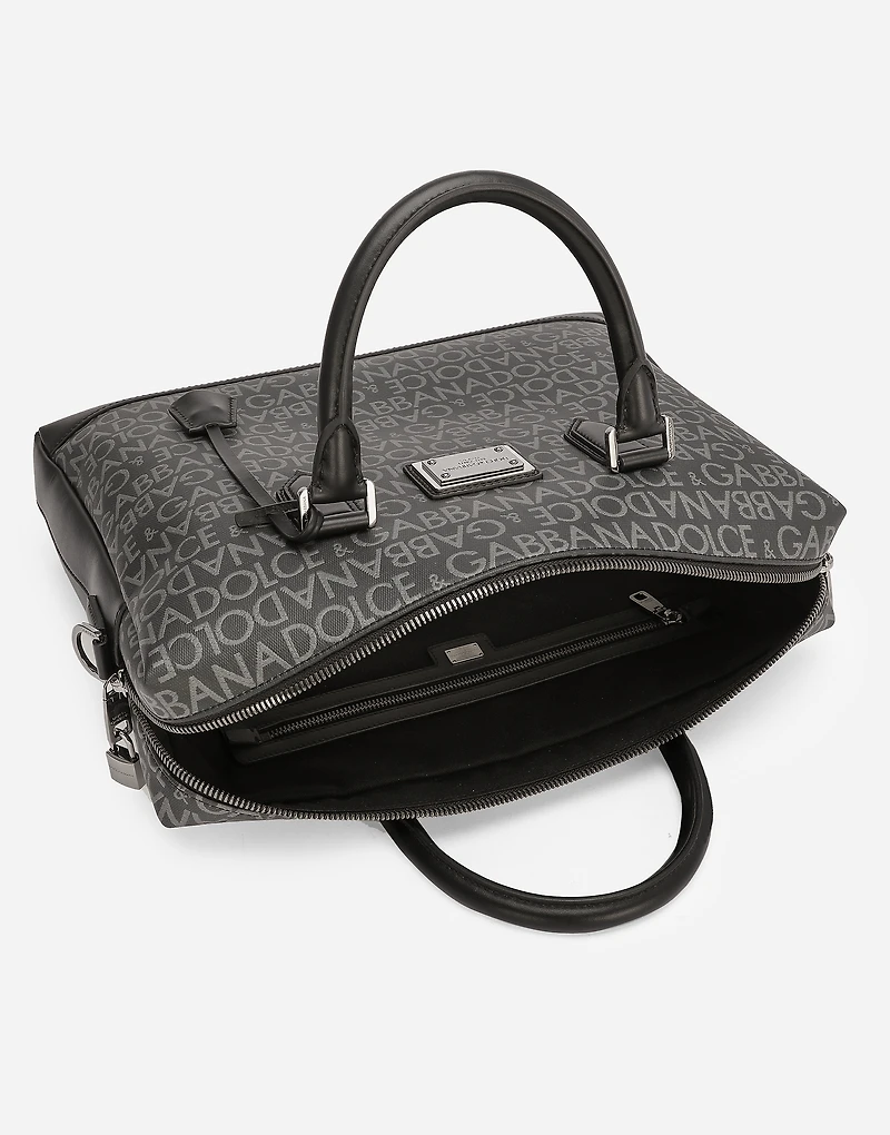 Coated jacquard briefcase