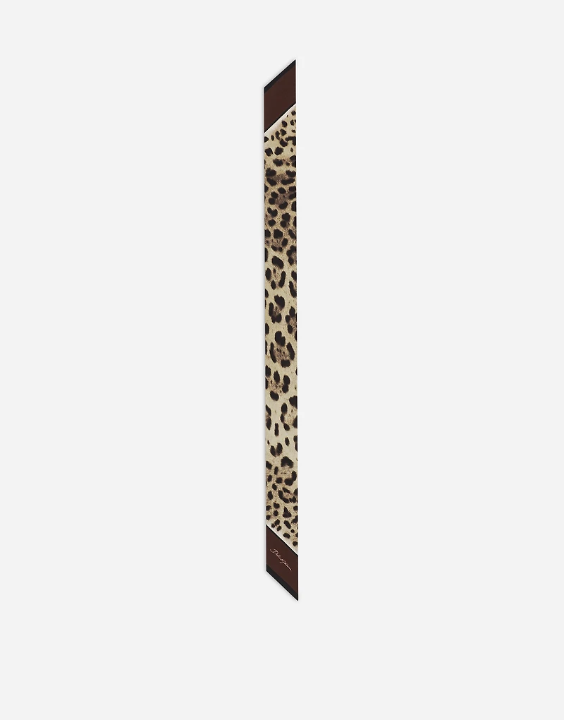 Leopard-print twill headscarf (6x100)