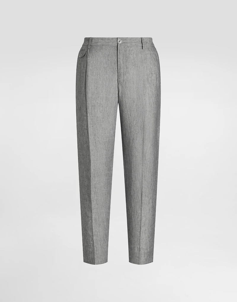 Washed linen canvas trousers