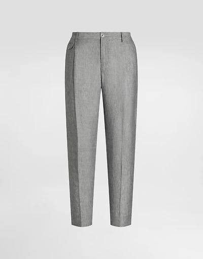 Washed linen canvas trousers