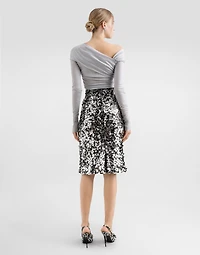 Draped top with asymmetric neckline