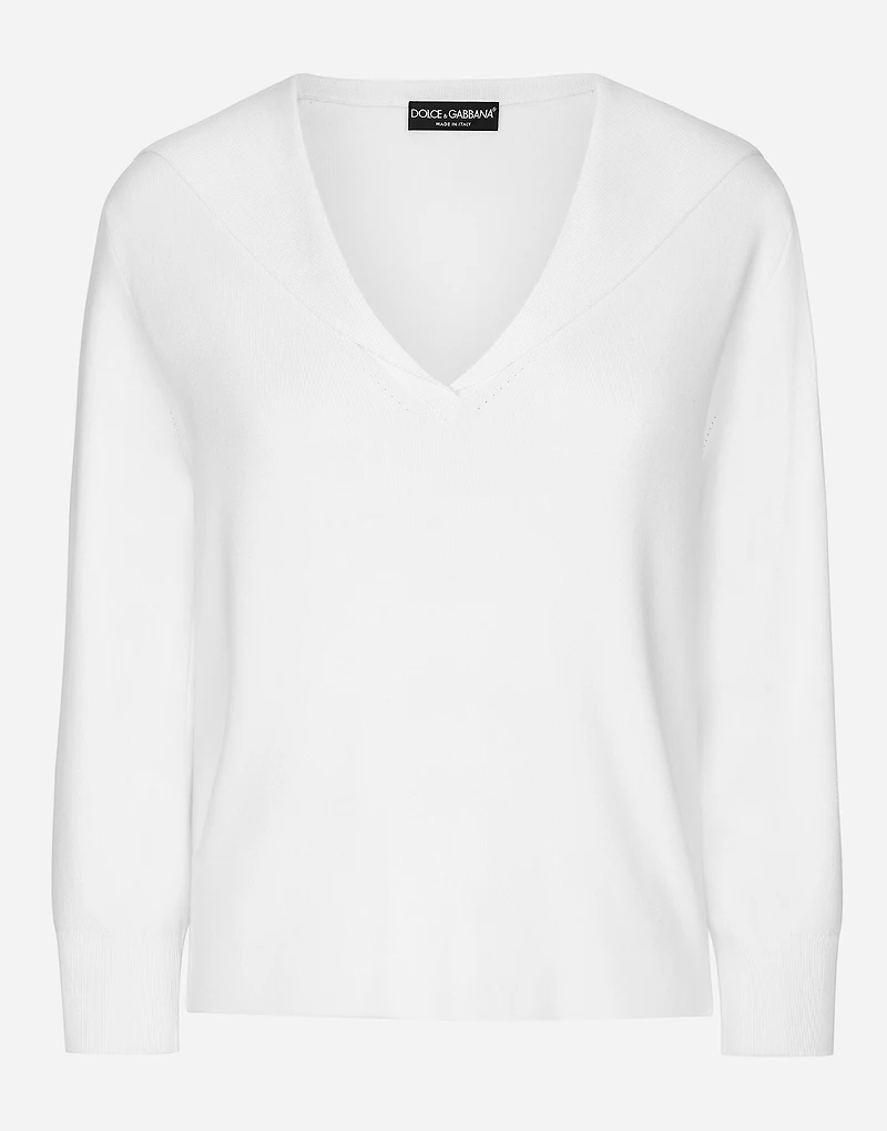 Viscose sweater with sailor collar