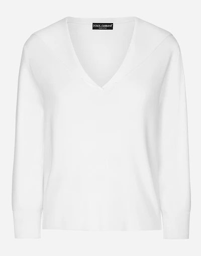 Viscose sweater with sailor collar